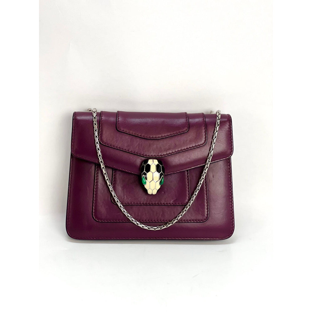 Bvlgari Calfskin Small Serpenti Forever Snake Plum Crossbody Bag