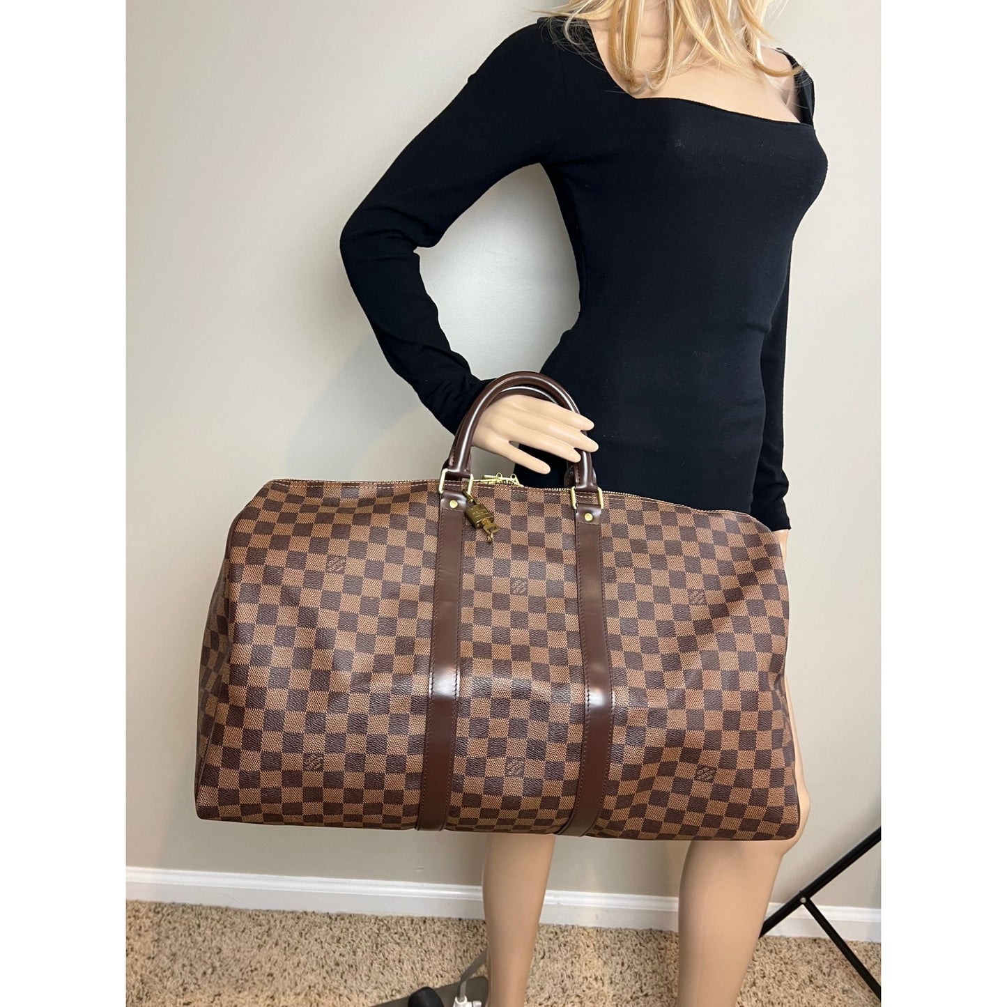 
                  
                    Louis Vuitton Keepall 50 Damier Ebene Canvas Duffle Bag
                  
                
