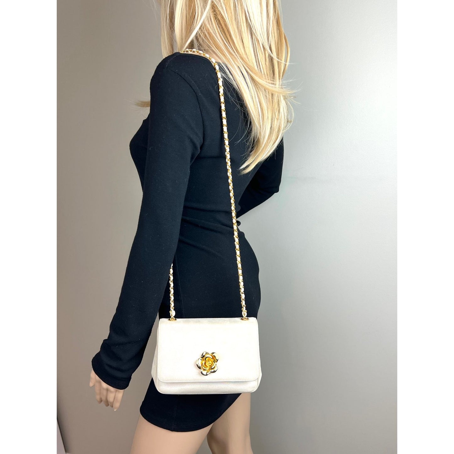 
                  
                    Chanel Vintage Flower Power Iridescent Camellia Suede Shoulder Bag
                  
                