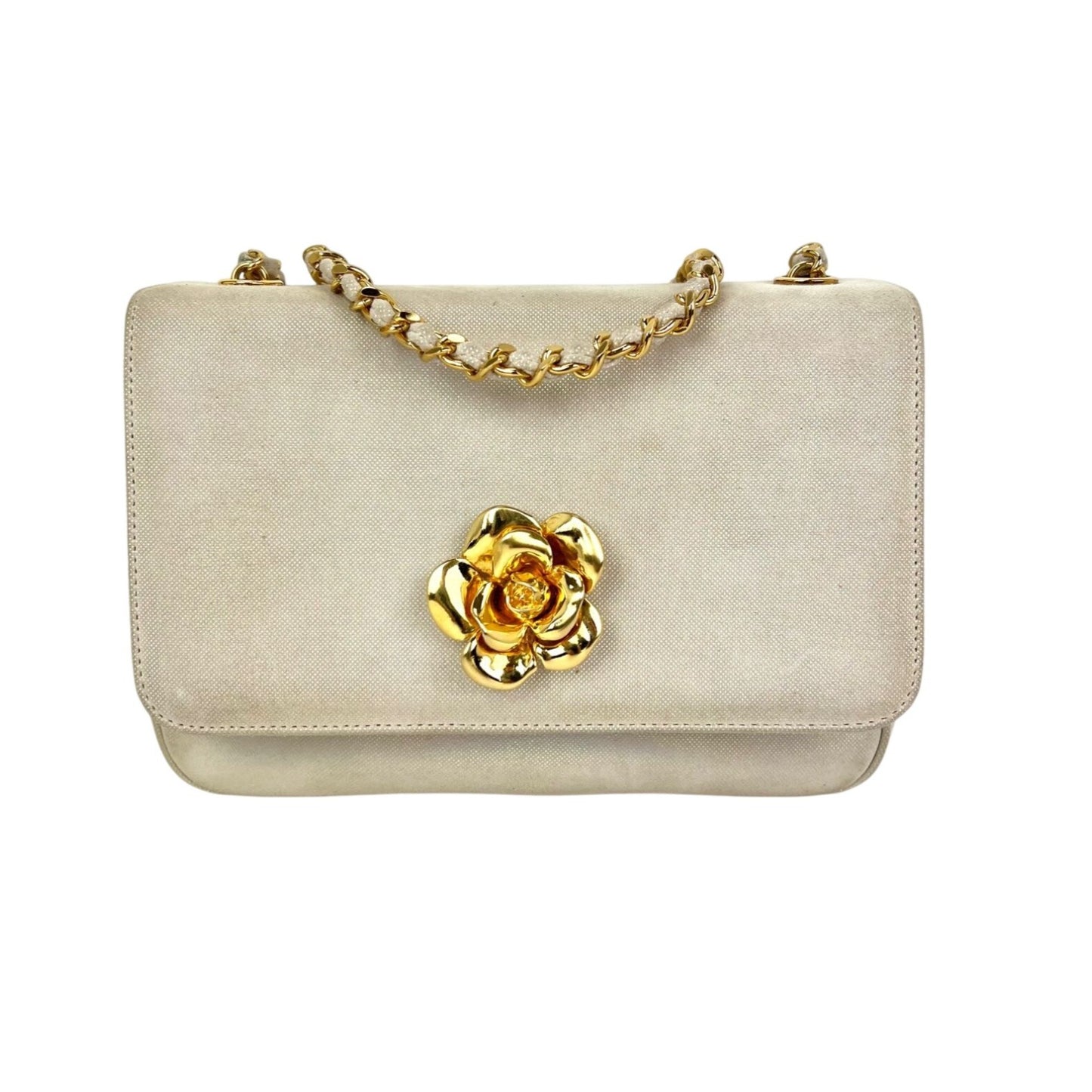 
                  
                    Chanel Vintage Flower Power Iridescent Camellia Suede Shoulder Bag
                  
                