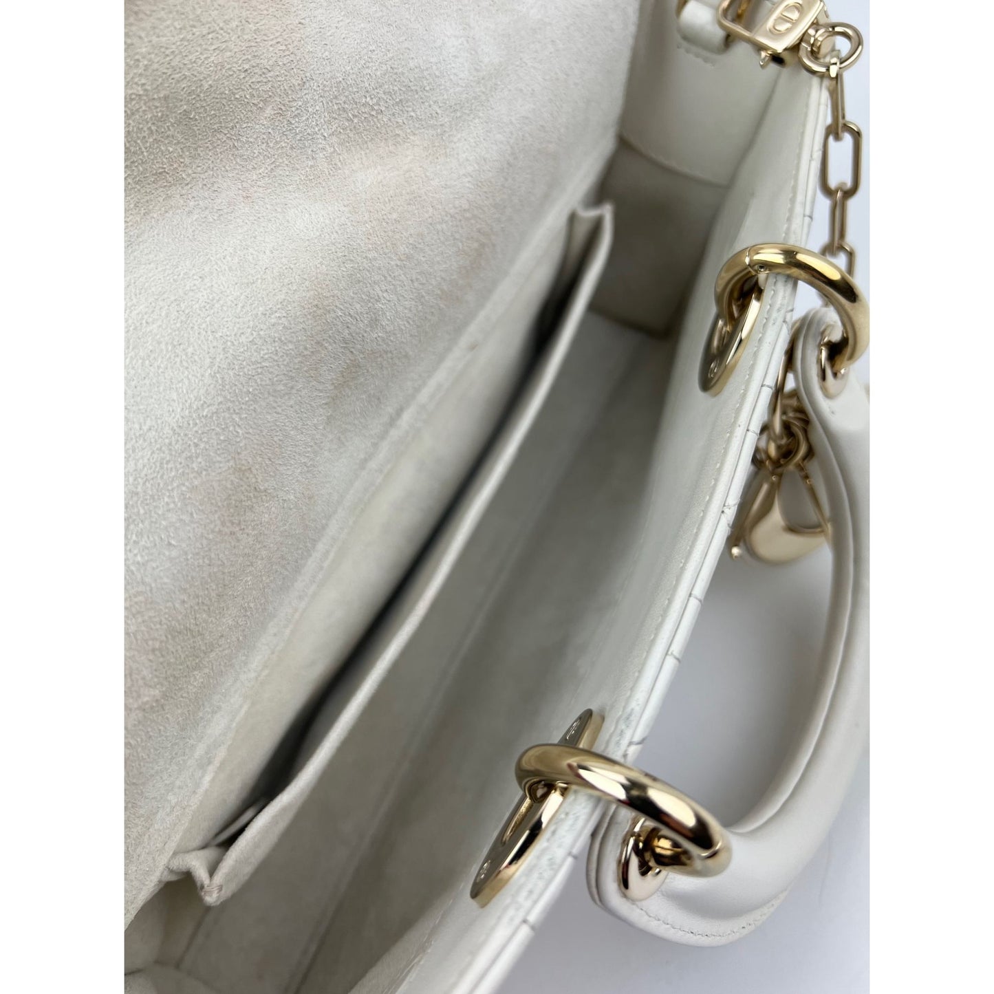 
                  
                    Christian Dior Lambskin Latte Cannage Medium Lady D-Joy White Shoulder Bag
                  
                