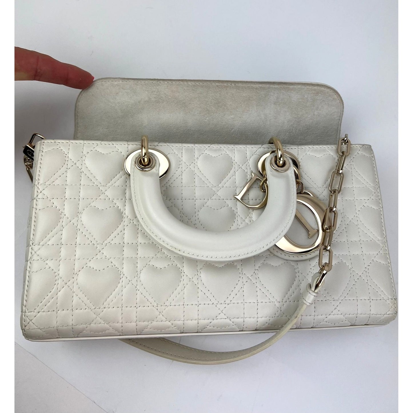
                  
                    Christian Dior Lambskin Latte Cannage Medium Lady D-Joy White Shoulder Bag
                  
                