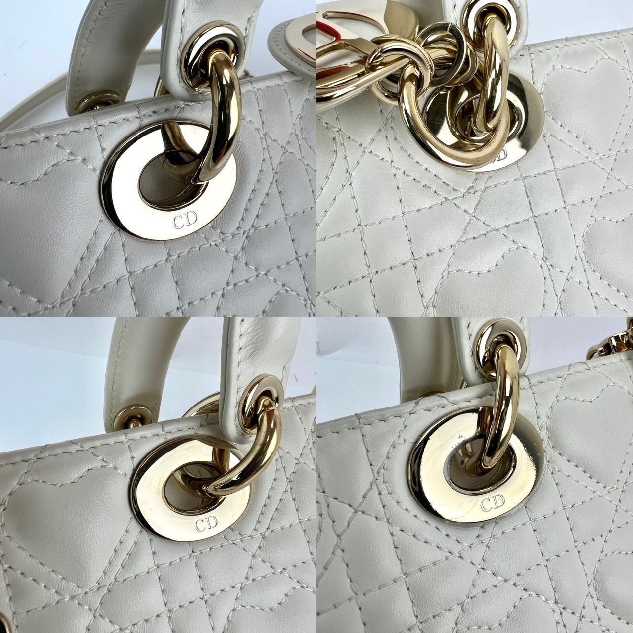 
                  
                    Christian Dior Lambskin Latte Cannage Medium Lady D-Joy White Shoulder Bag
                  
                