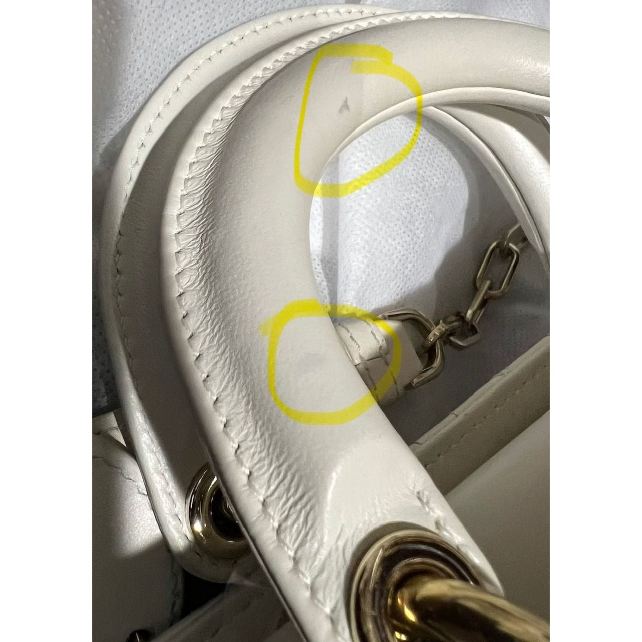 
                  
                    Christian Dior Lambskin Latte Cannage Medium Lady D-Joy White Shoulder Bag
                  
                