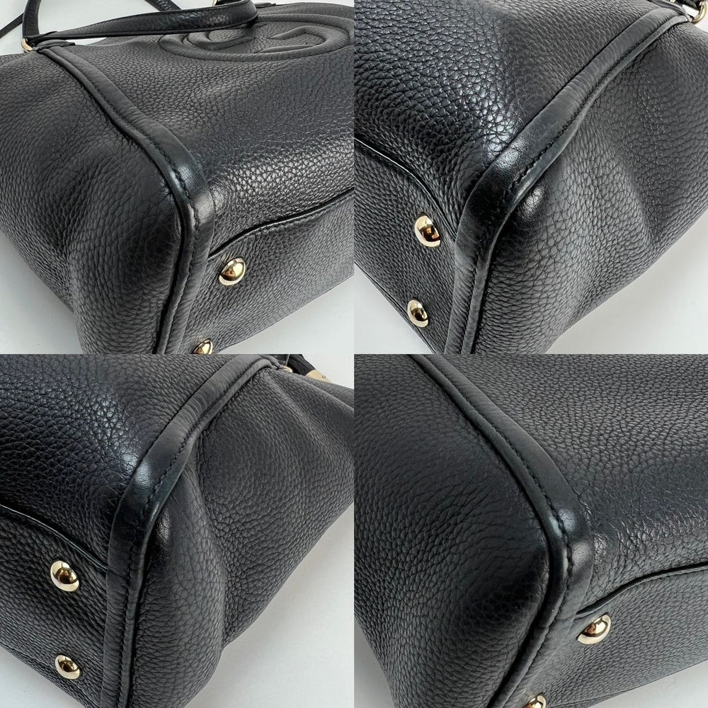 Gucci Pebbled Calfskin Small Soho Top Handle Black Bag