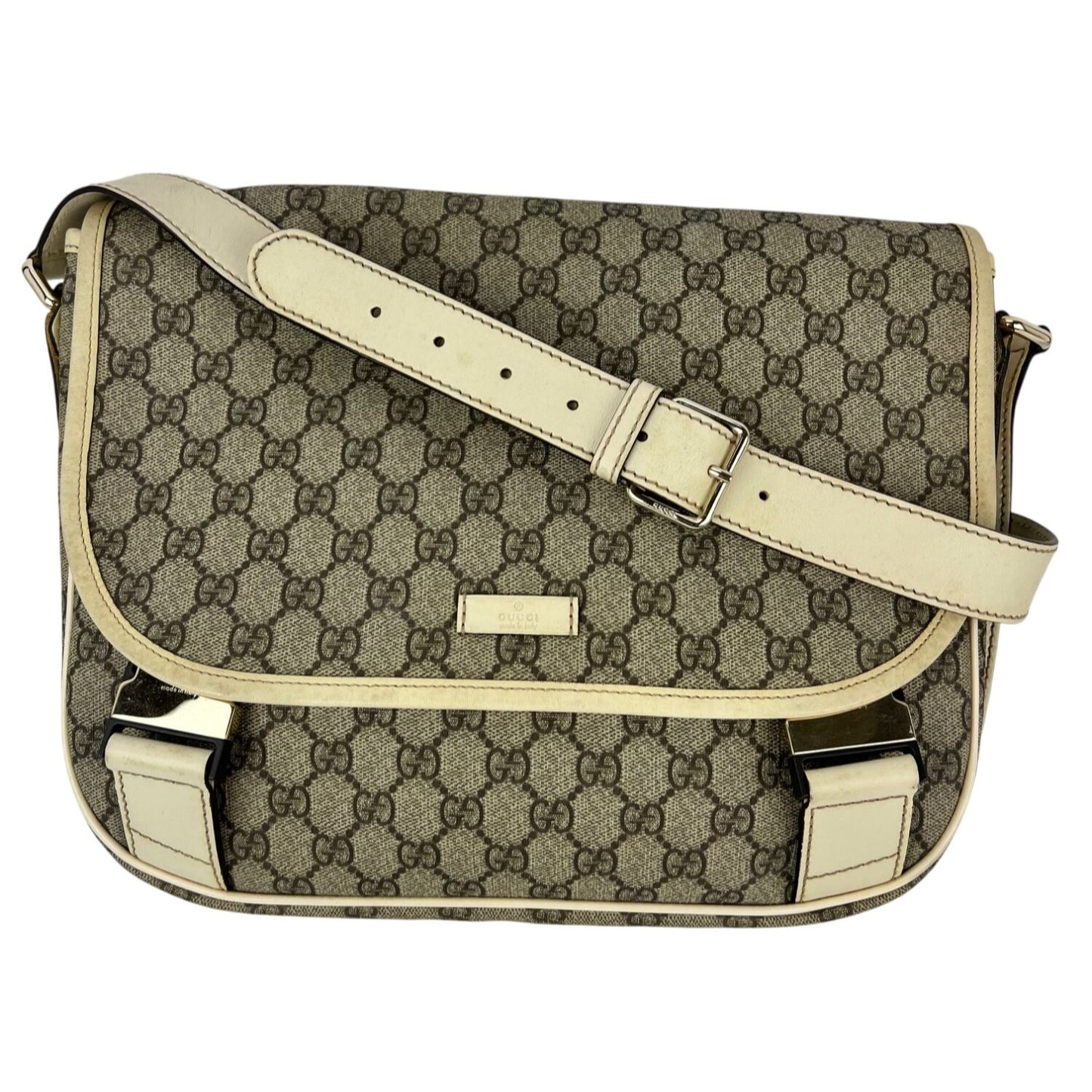
                  
                    Gucci GG Supreme Medium Double Buckle Messenger Flap Bag
                  
                