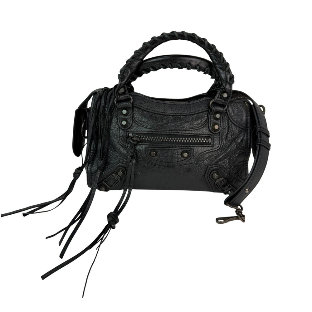 Balenciaga Le City Bag Mini Black Arena Storico Lambskin Crossbody Bag