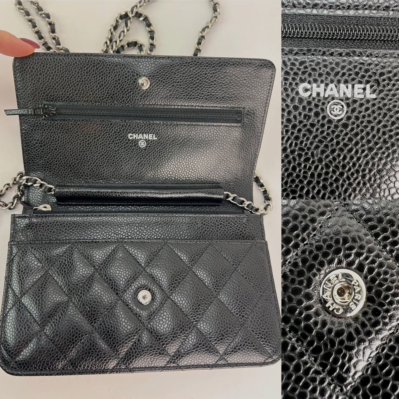 
                  
                    Chanel Black Quilted Smooth Lambskin Wallet on a Chain Clutch Bag
                  
                