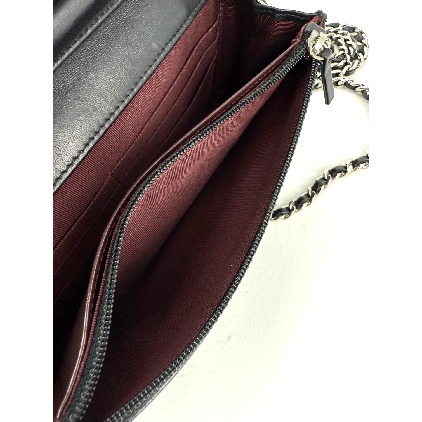 
                  
                    Chanel Black Quilted Smooth Lambskin Wallet on a Chain Clutch Bag
                  
                