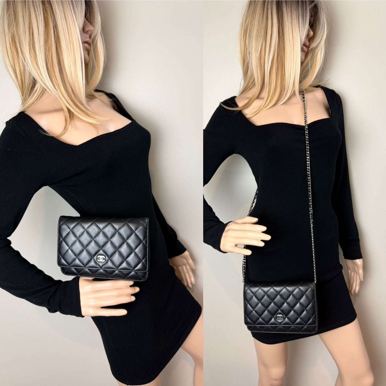 
                  
                    Chanel Black Quilted Smooth Lambskin Wallet on a Chain Clutch Bag
                  
                