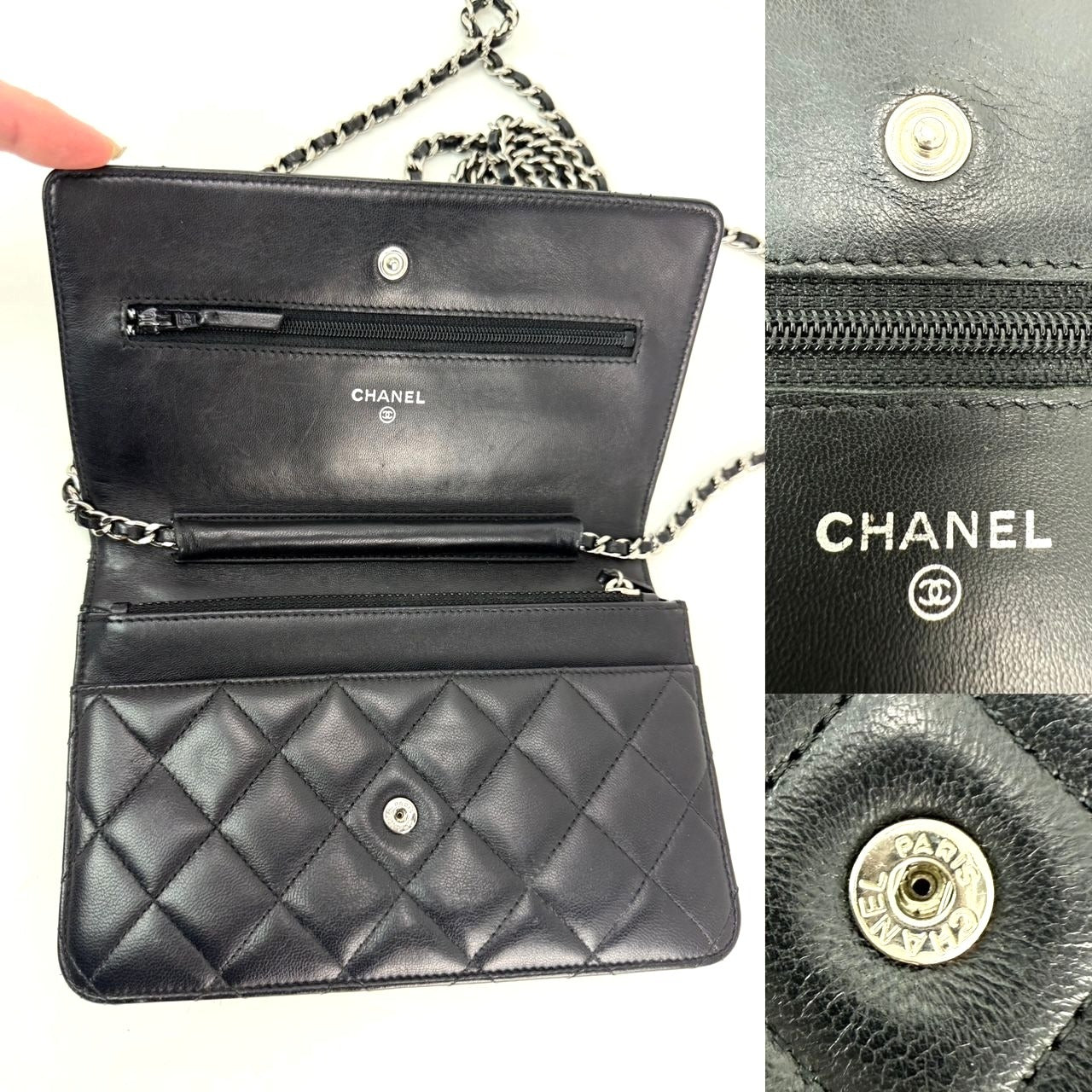 
                  
                    Chanel Black Quilted Smooth Lambskin Wallet on a Chain Clutch Bag
                  
                