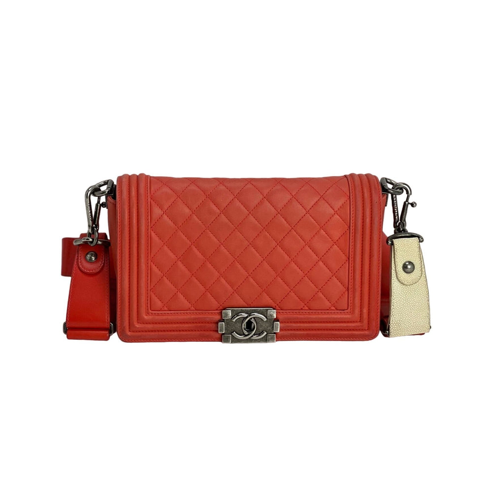 CHANEL Red Lambskin Medium Quilted Boy Bag – portluxe