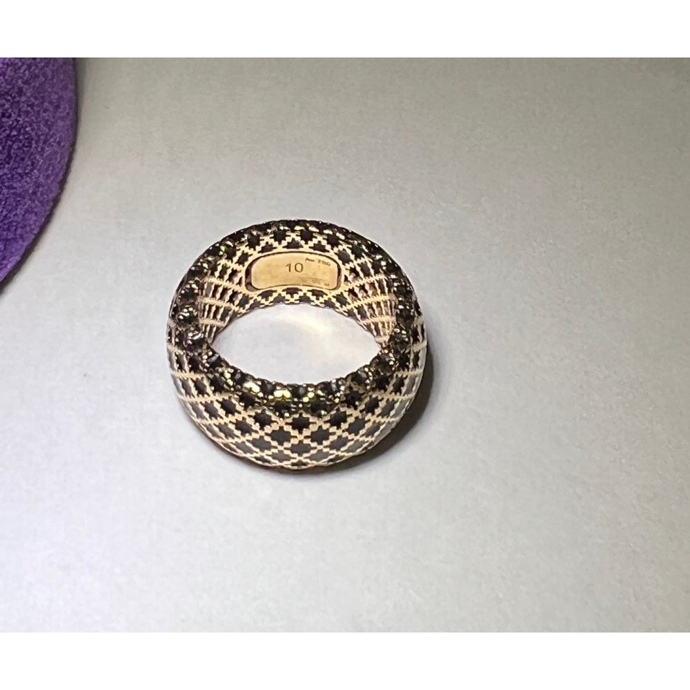 
                  
                    Gucci 18KT Yellow Gold Diamantissima Black Lattice Ring 
                  
                