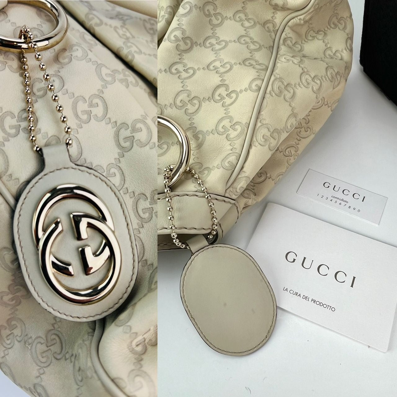 
                  
                    Gucci Sukey Medium Guccissima Leather Mystic White Tote
                  
                