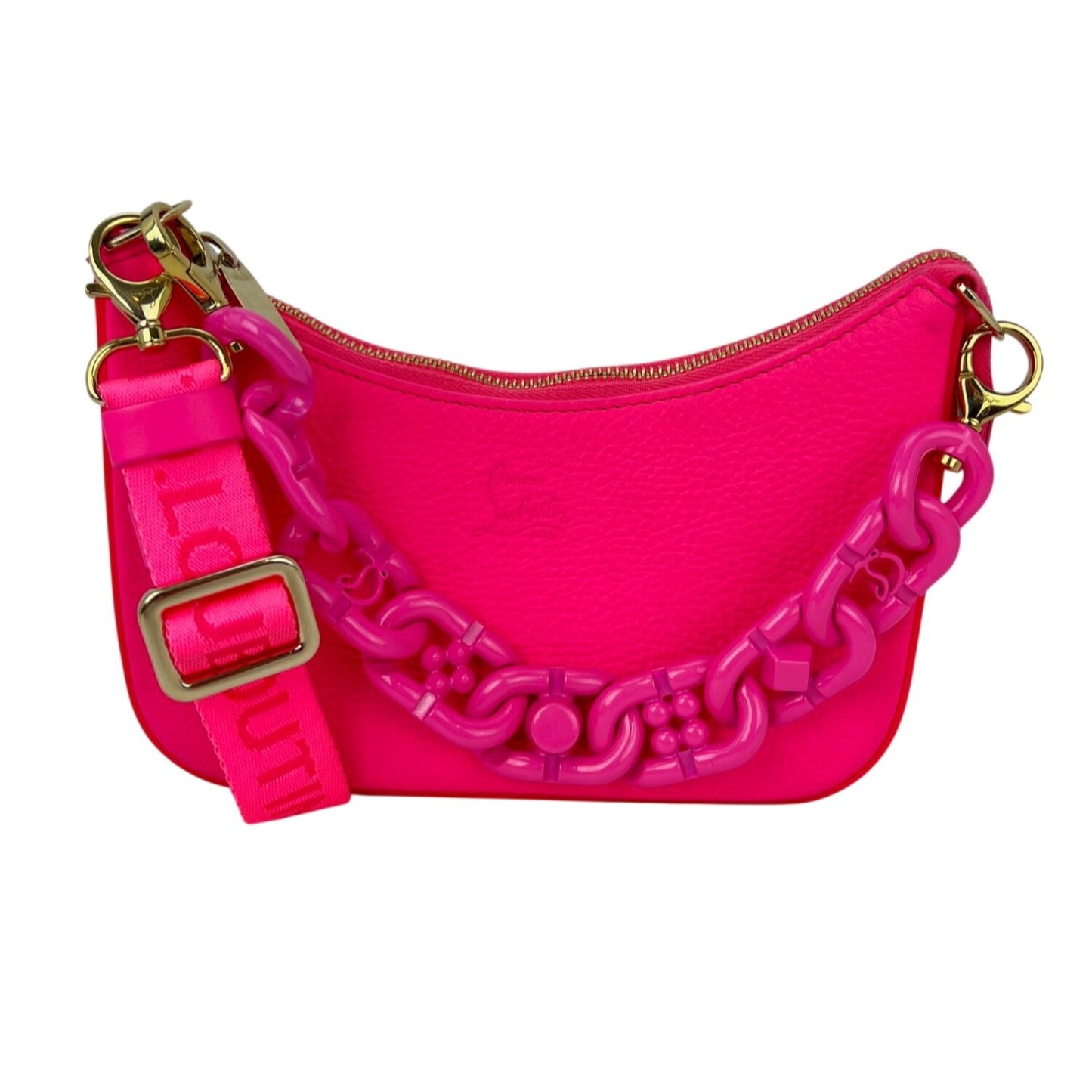 
                  
                    Christian Louboutin Gomme Mini Loubila Pink Chain Leather Shoulder Bag
                  
                