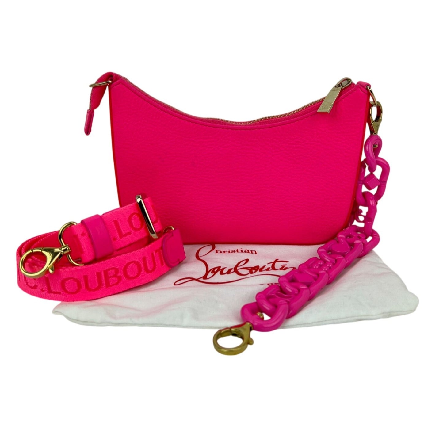 
                  
                    Christian Louboutin Gomme Mini Loubila Pink Chain Leather Shoulder Bag
                  
                