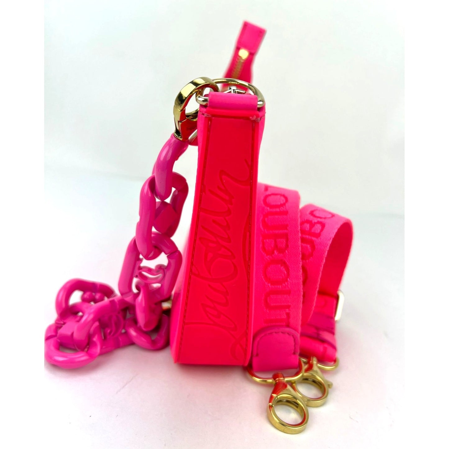 
                  
                    Christian Louboutin Gomme Mini Loubila Pink Chain Leather Shoulder Bag
                  
                