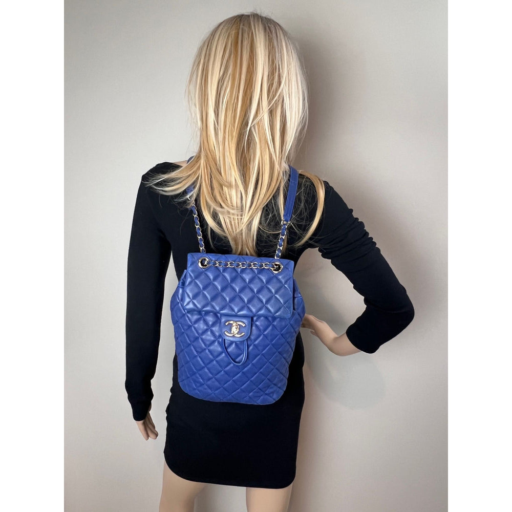 chanel mini urban spirit backpack Chanel Lambskin Quilted Small Urban Spirit Blue Backpack – Debsluxurycloset