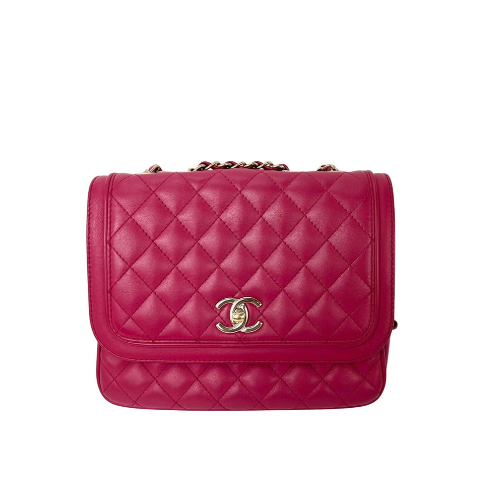 Chanel Lambskin Quilted Lovely Day Medium Pink Flap Crossbody Bag