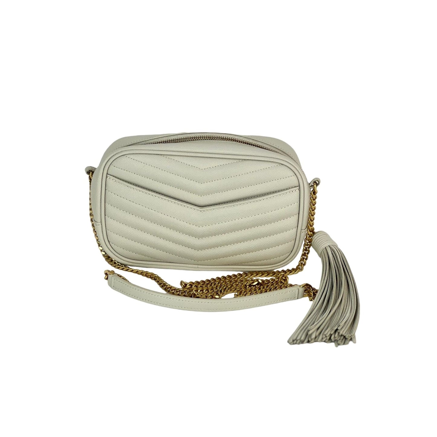 
                  
                    Saint Laurent Mini Lou Camera Grain De Poudre Matelasse White Shoulder Bag
                  
                