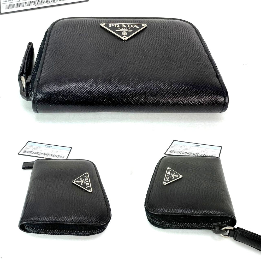 
                  
                    Prada Black Saffiano Leather Triangle Compact Zip Around Wallet
                  
                