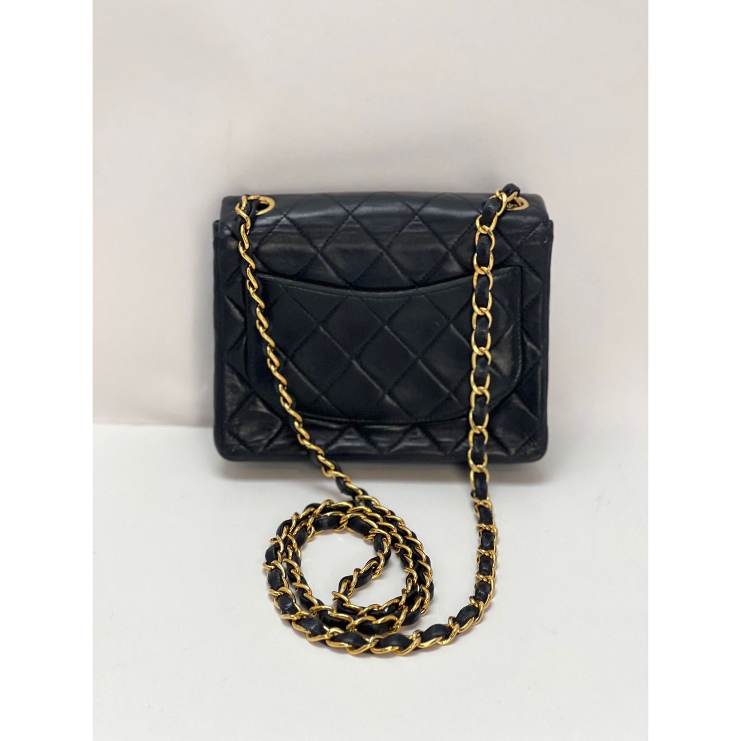 CHANEL Black Quilted Lambskin Vintage Square Mini Flap Bag at 1stDibs