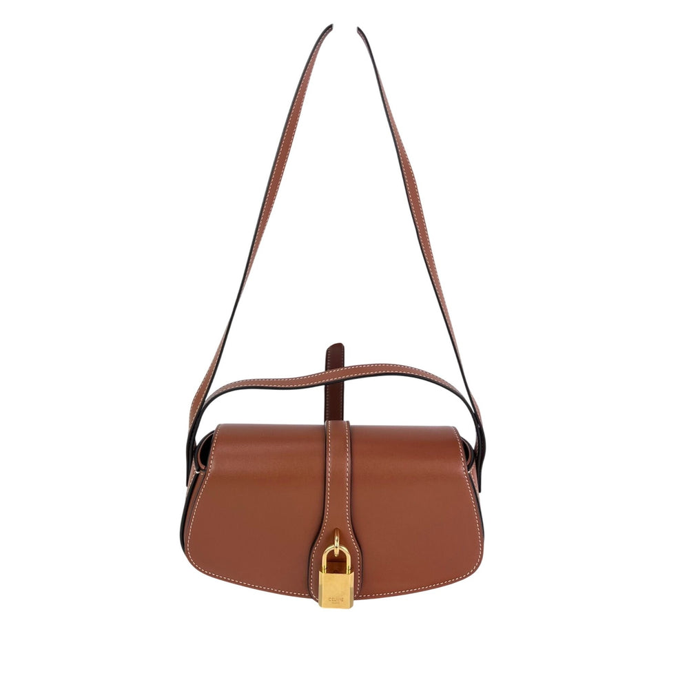 Celine Smooth Calfskin Tabou Clutch on Strap Tan Shoulder Bag