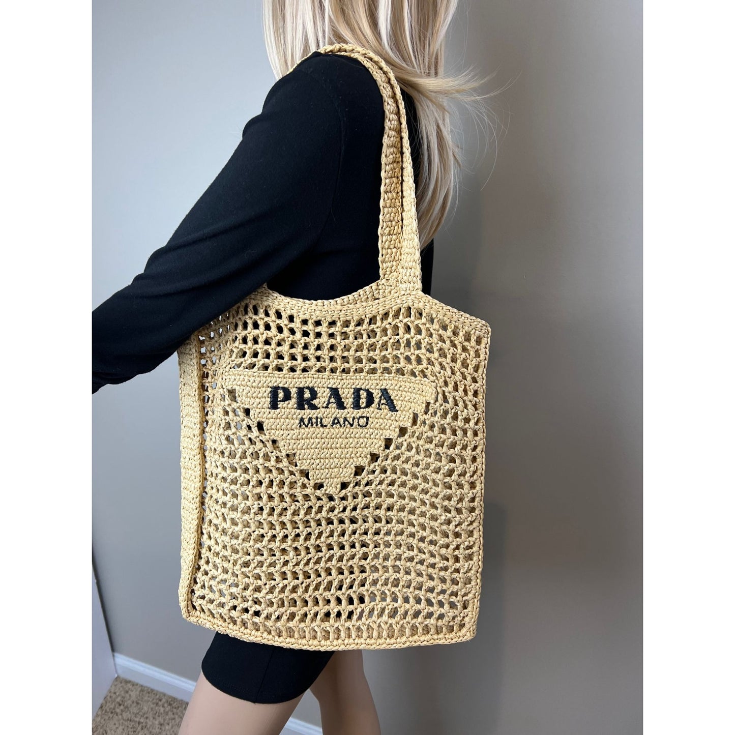 
                  
                    Prada Raffia Crochet Large Tote Bag Natural
                  
                