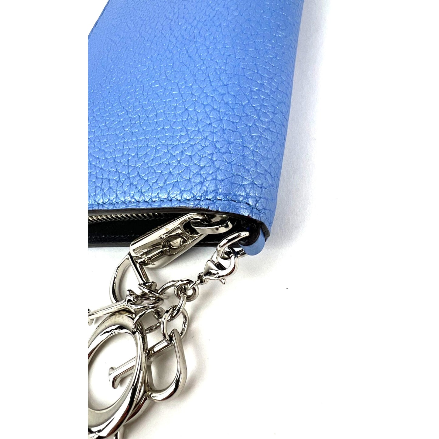 
                  
                    Christian Dior Lady Dior Metallic Blue Grained Leather Zip Around Wallet
                  
                