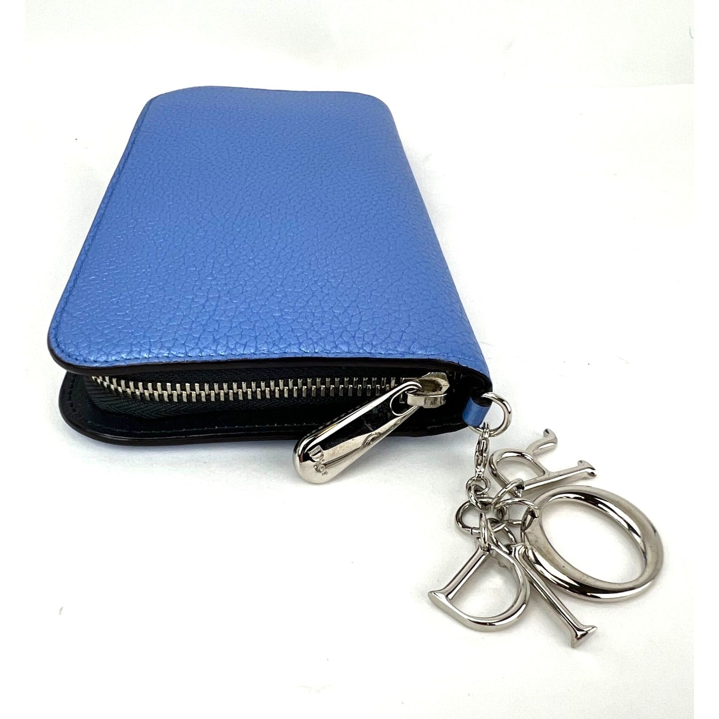 
                  
                    Christian Dior Lady Dior Metallic Blue Grained Leather Zip Around Wallet
                  
                