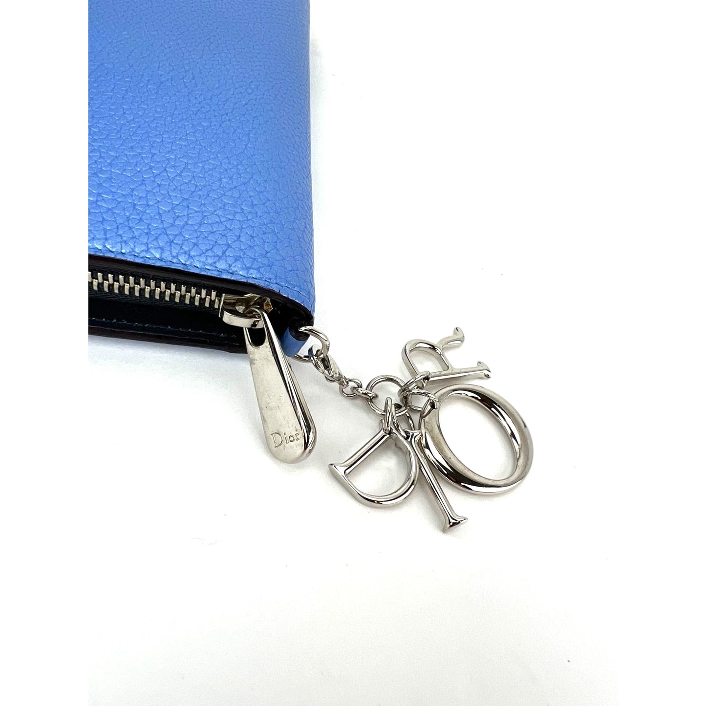 
                  
                    Christian Dior Lady Dior Metallic Blue Grained Leather Zip Around Wallet
                  
                