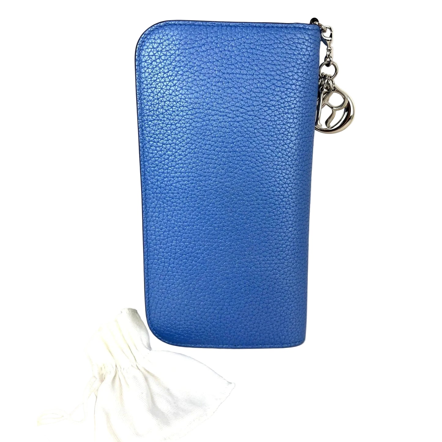 
                  
                    Christian Dior Lady Dior Metallic Blue Grained Leather Zip Around Wallet
                  
                