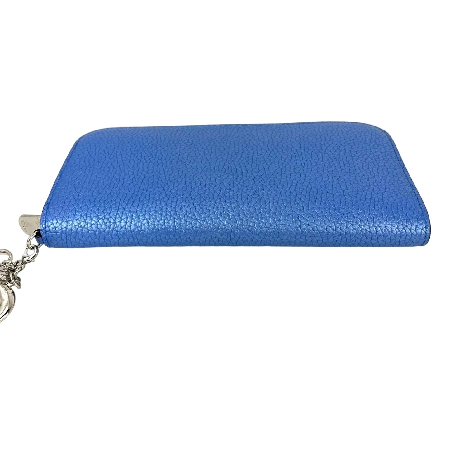 
                  
                    Christian Dior Lady Dior Metallic Blue Grained Leather Zip Around Wallet
                  
                