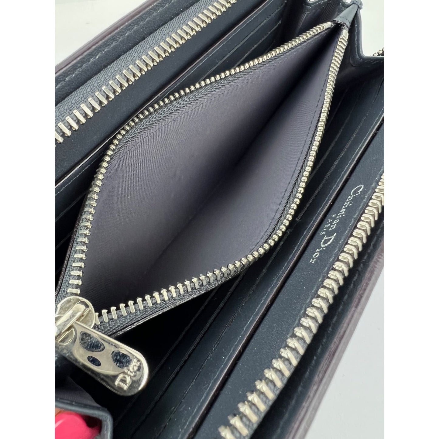 
                  
                    Christian Dior Lady Dior Metallic Blue Grained Leather Zip Around Wallet
                  
                
