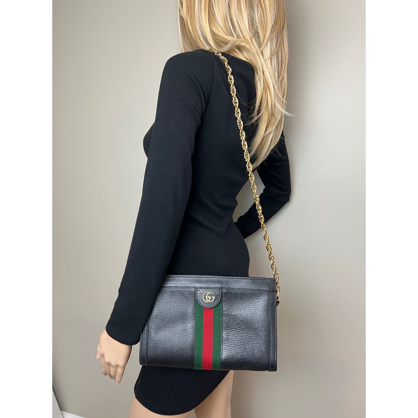 
                  
                    Gucci  Ophidia Leather Web Shoulder Bag
                  
                