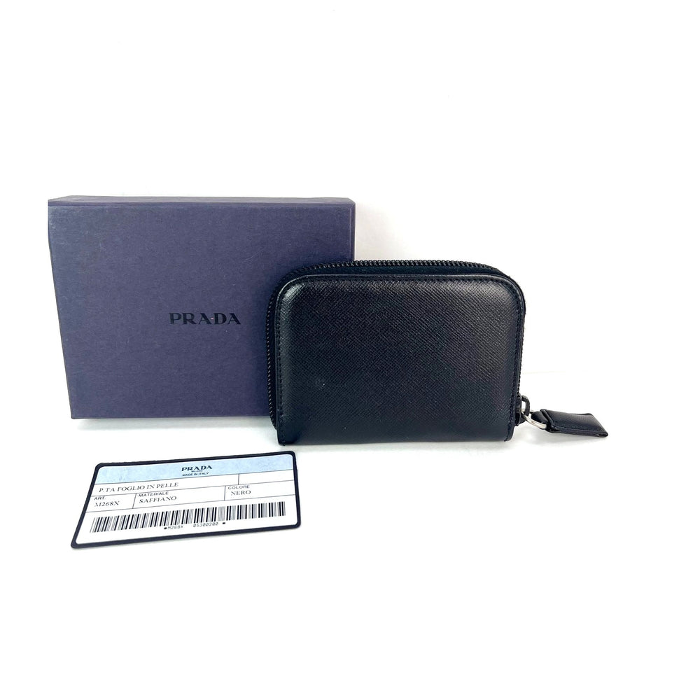 
                  
                    Prada Black Saffiano Leather Triangle Compact Zip Around Wallet
                  
                