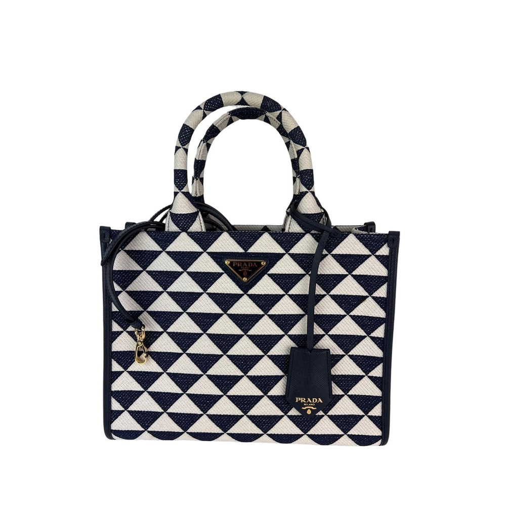 Prada Small Symbole Embroidered Fabric Handbag