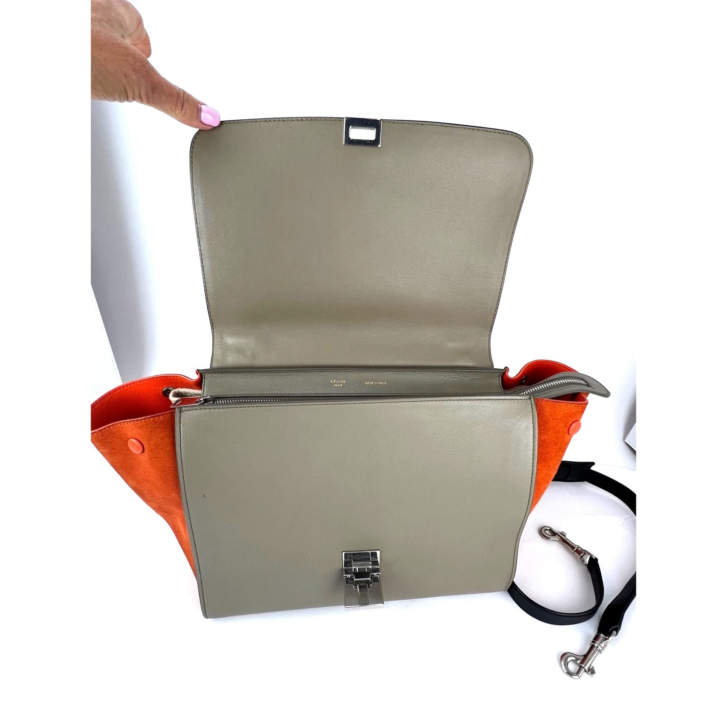 
                  
                    Celine Tricolor Leather suede Trapeze Tote Bag
                  
                