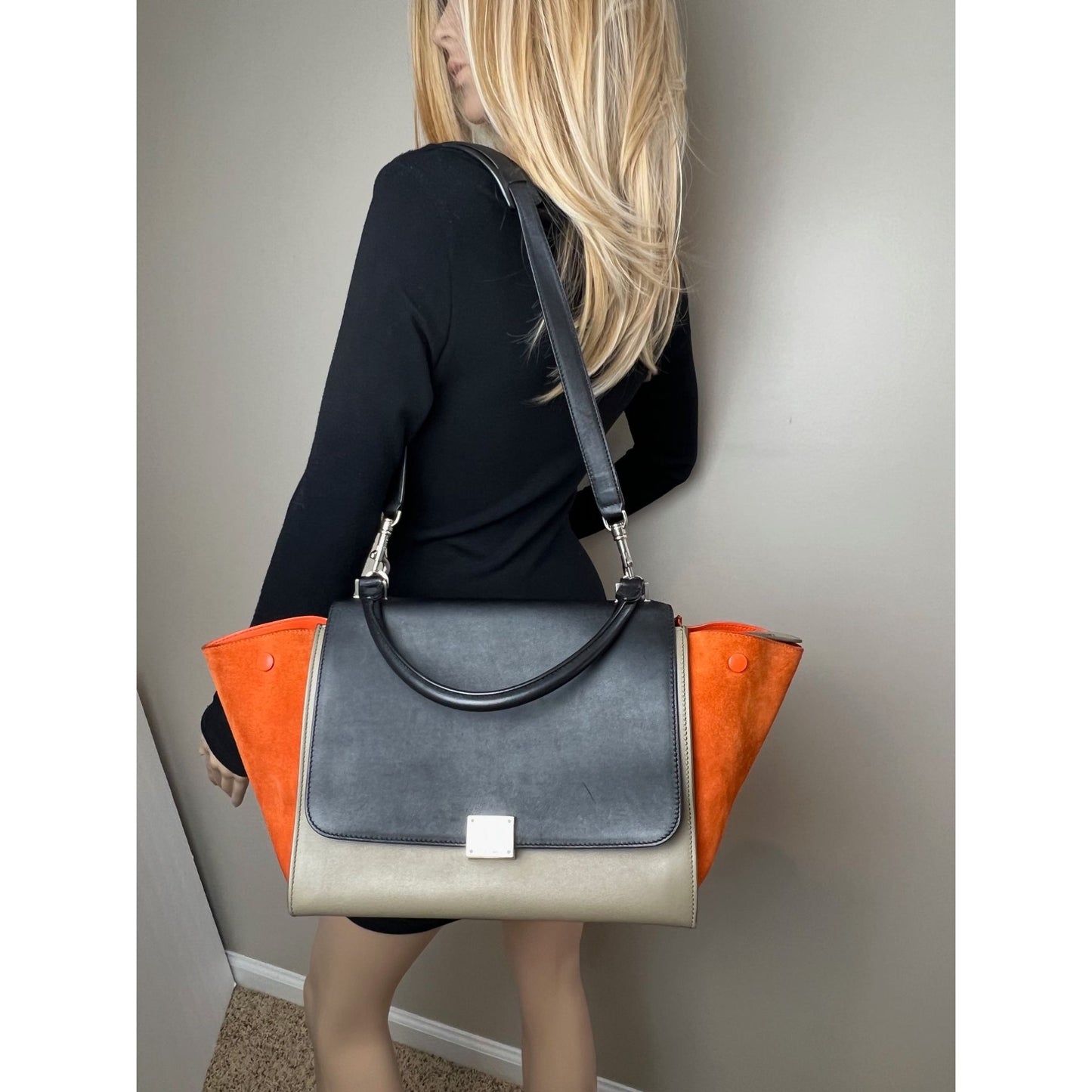 
                  
                    Celine Tricolor Leather suede Trapeze Tote Bag
                  
                
