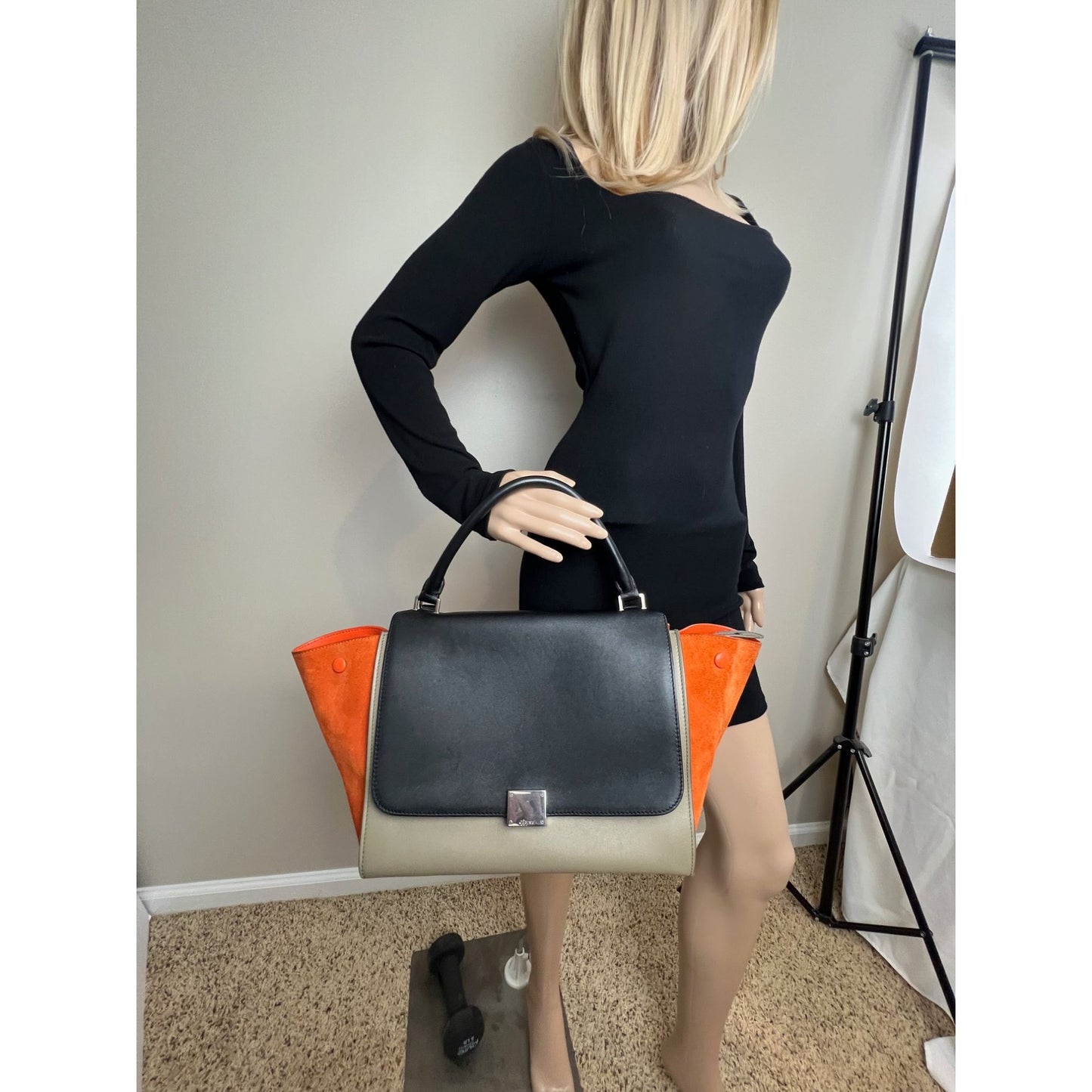 
                  
                    Celine Tricolor Leather suede Trapeze Tote Bag
                  
                