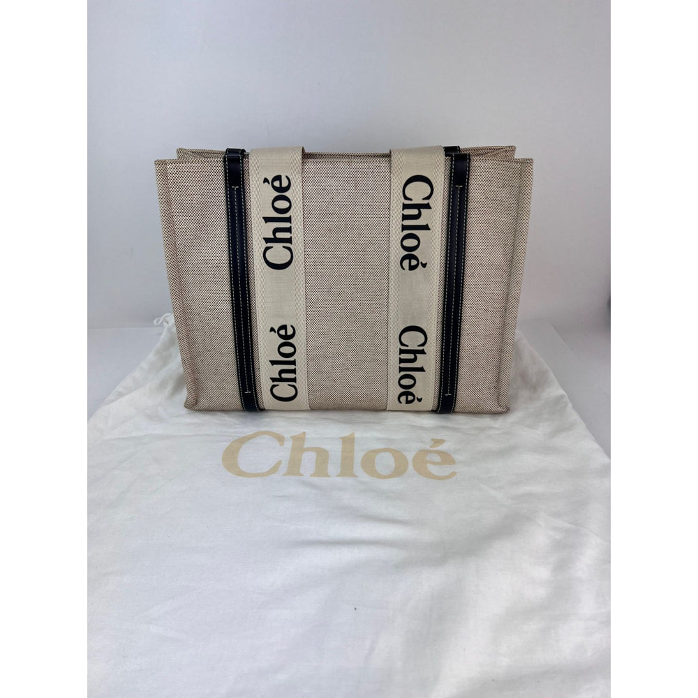 
                  
                    Chloe Woody Ribbon Medium Cotton Calfskin Beige Tote Bag
                  
                