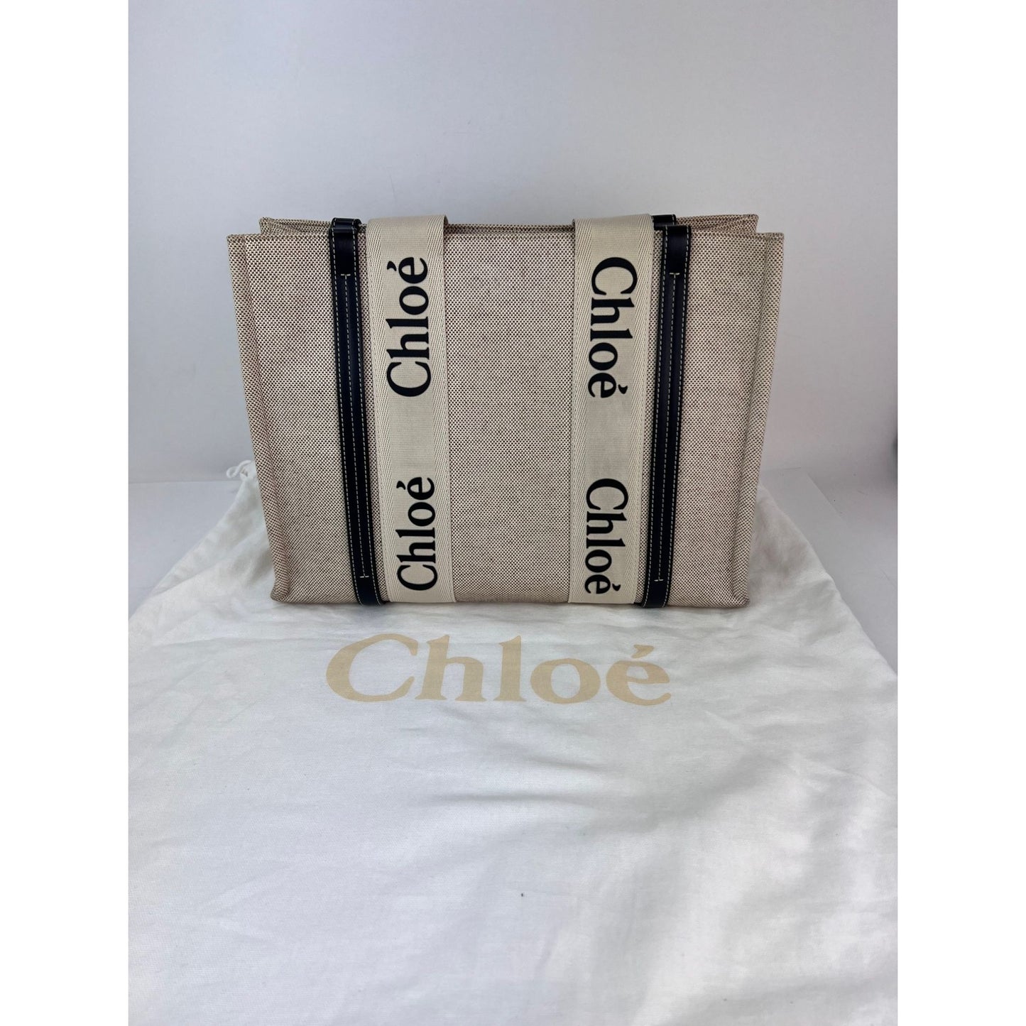
                  
                    Chloe Woody Ribbon Medium Cotton Calfskin Beige Tote Bag
                  
                