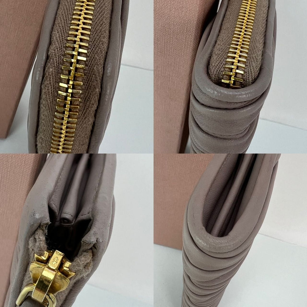 Miu Miu Long Beige Zip Around Leather Wallet