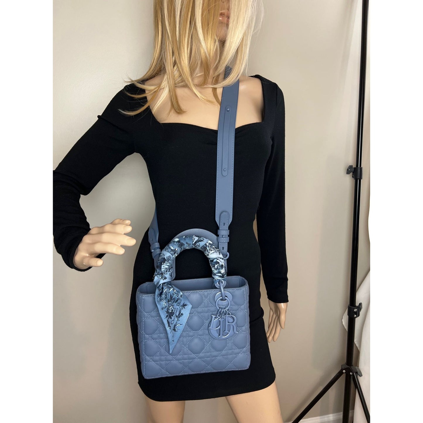 
                  
                    Christian Dior Small Ultramatte Lady Dior Perrywinkle Bag with Strap
                  
                
