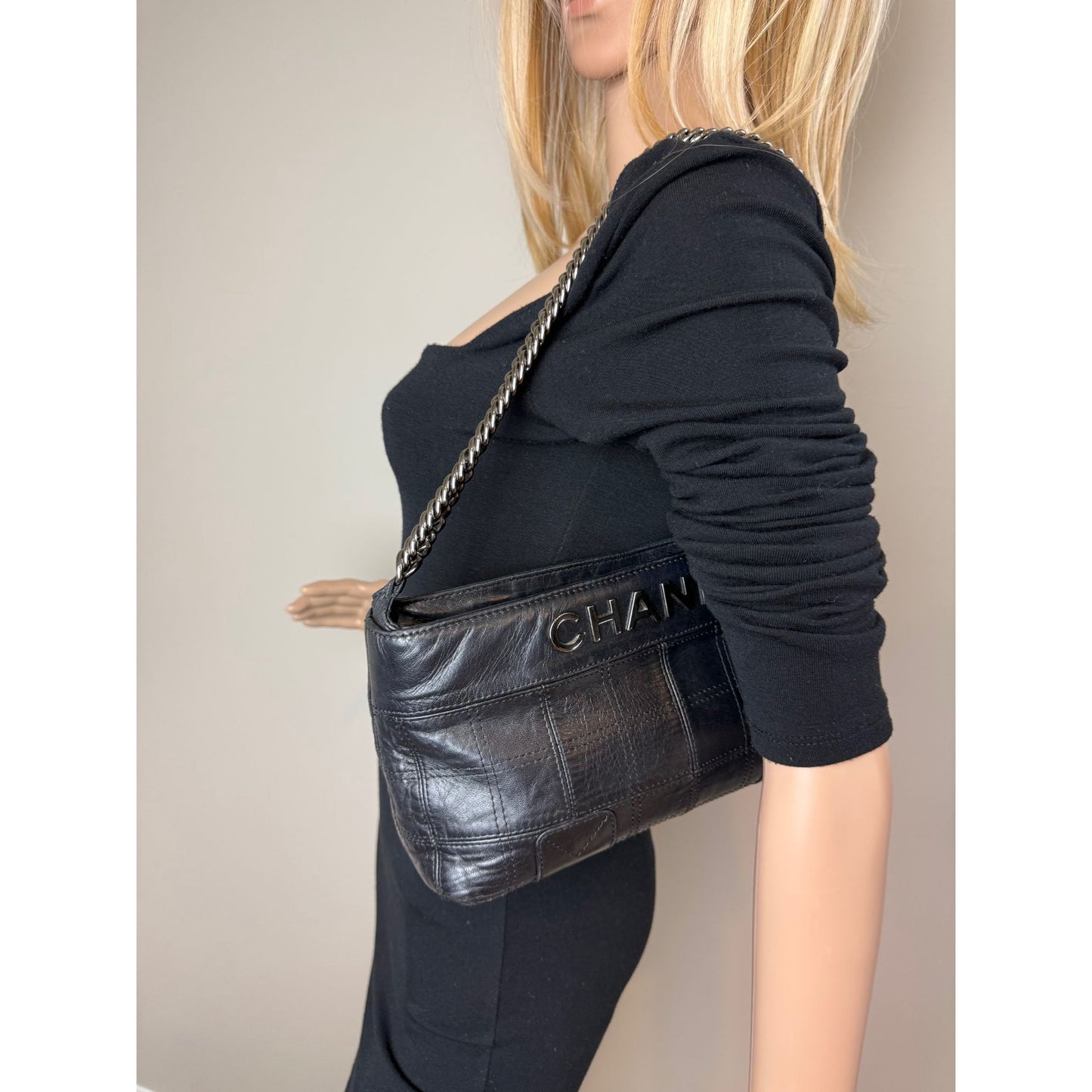 
                  
                    Chanel Lambskin Square Stitched Lax Black Shoulder Bag  RARE
                  
                