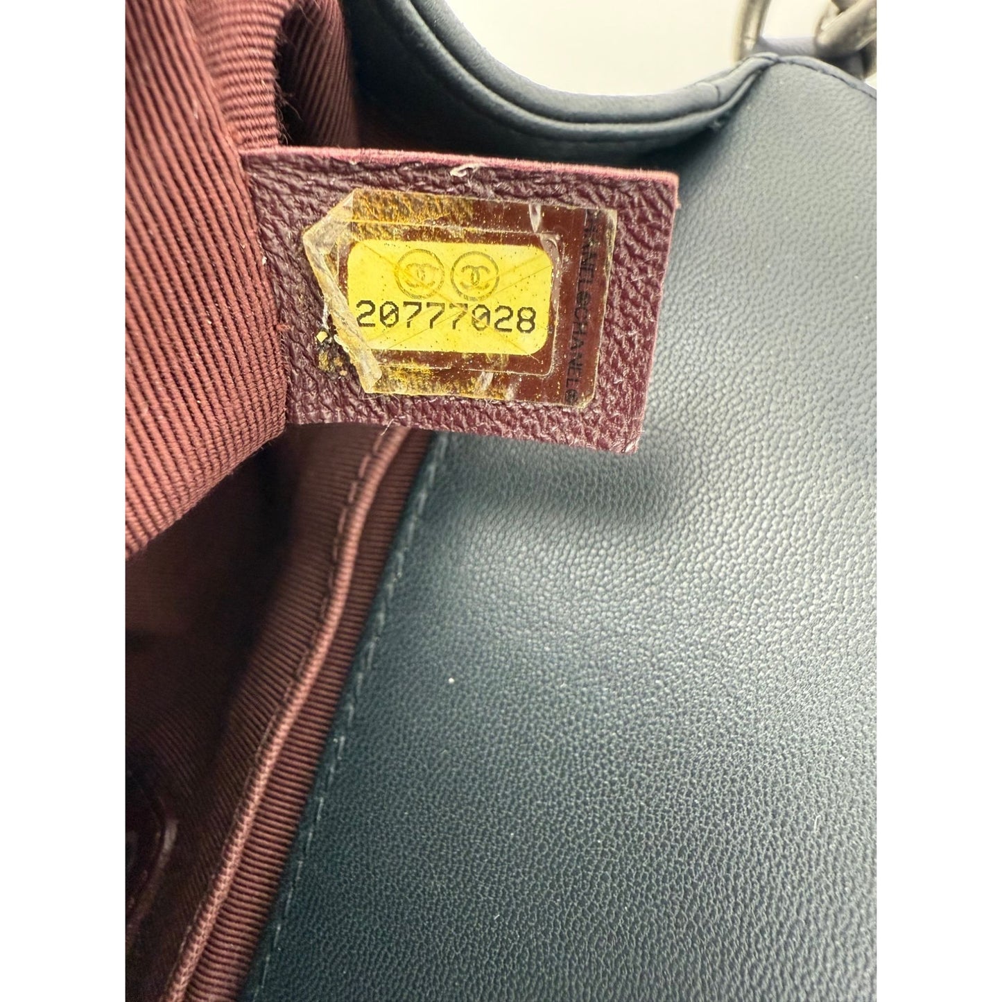 
                  
                    CHANEL Lambskin Chevron Quilted Medium Boy Flap Navy Blue Shoulder Bag
                  
                