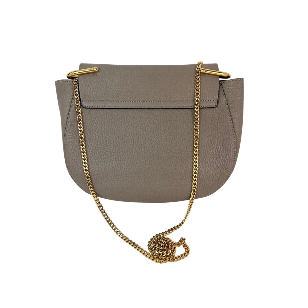 chloe mini drew backpack Chloe Small Drew Gray Grained Lambskin Leather Shoulder Cross-body Bag –  Debsluxurycloset