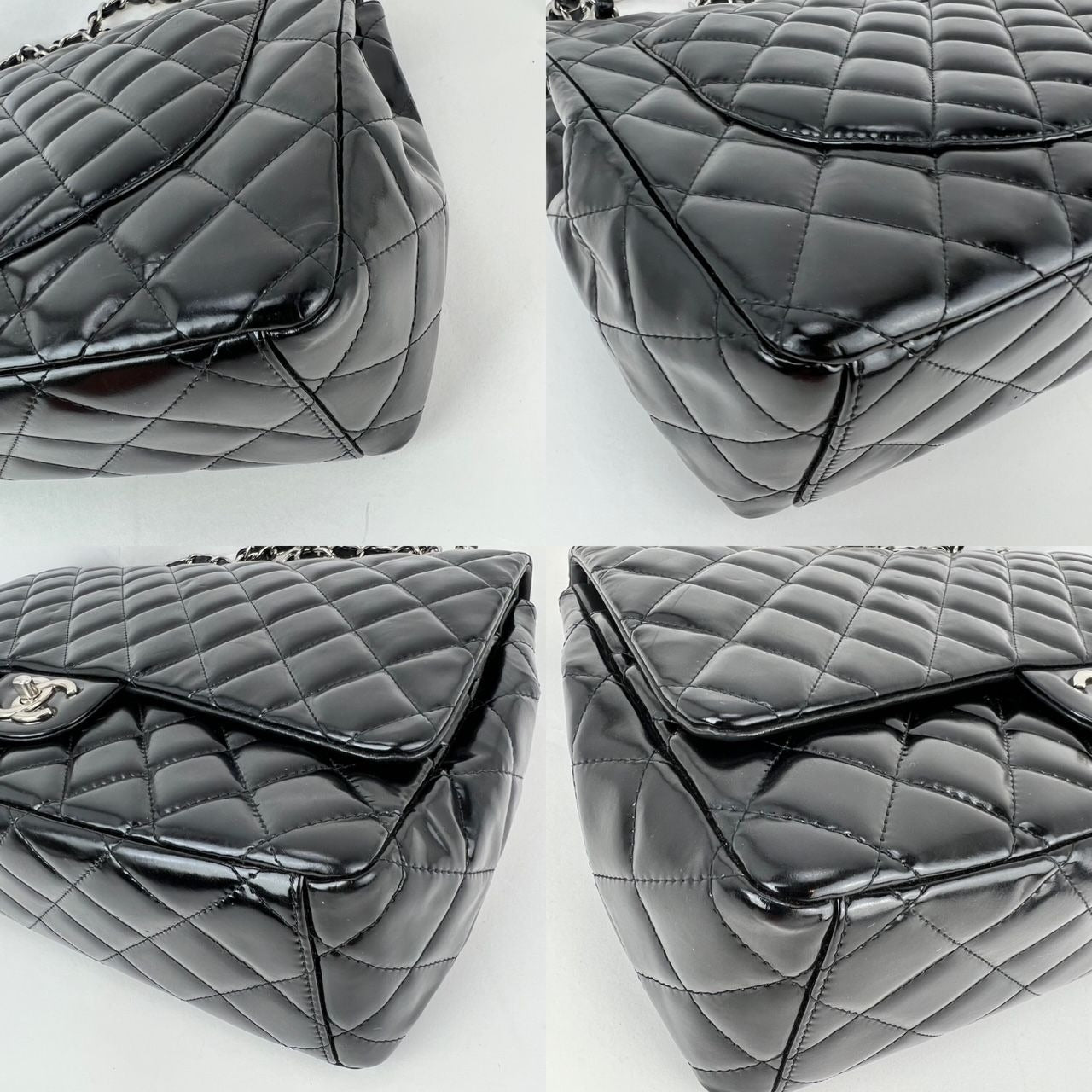 
                  
                    Chanel Double Flap Black Patent Leather Maxi Shoulder Bag
                  
                