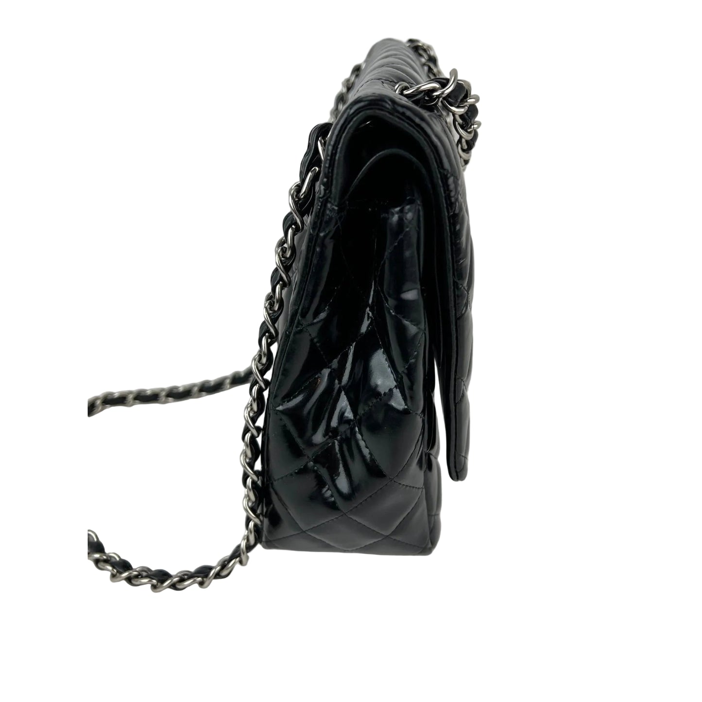 
                  
                    Chanel Double Flap Black Patent Leather Maxi Shoulder Bag
                  
                