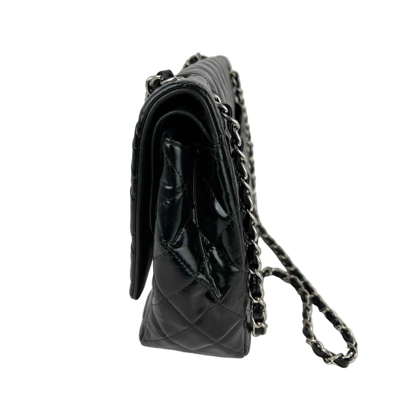 
                  
                    Chanel Double Flap Black Patent Leather Maxi Shoulder Bag
                  
                